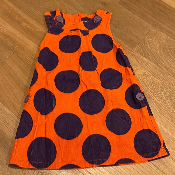 Mini Boden Mod Purple and Orange Polka Dot Corduroy Jumper 4-5 - Picture 1 of 6